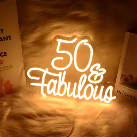 50 Fabulous Neon Sign Fifty Years Old Neon Light LED for 50th Wedding Anniversary Birthday Party Dec