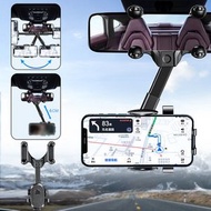 [黑色] 汽車手機支架 後視鏡導航支架 多功能支撐架 [平行進口]