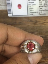 Natural Ruby no heat ring perak memo KGL