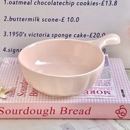 Fufu cream-colored tableware ceramic handle spoon household high temperature resistant one-person fo