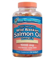 美國Pure Alaska Omega野生純正阿拉斯加三文魚油1000 亳克 , 210粒膠囊