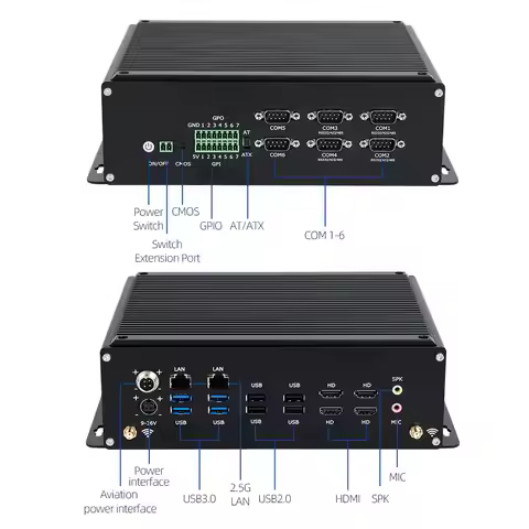 XCY X107G Industrial PC Intel i7-13650HX i5-14450HX 6x COM RS232/422/485 GPIO 4x HDMI2.0 8x USB Wind