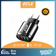 ECLE Charger Adaptor Enabled 3 Multiport USB Adaptor Travel Charger. Casan HP pengisian cepat Android Samsung