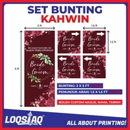 [NEW] SET BUNTING KAHWIN (2 X 5 KAKI )BESERTA PENUNJUK ARAH (1.5 X 1.5 KAKI) READY DESIGN TEMPLATE