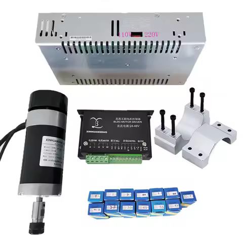 48v 500W ER11 Brushless Spindle+55MM Clamp with Screws+ 48V Brushless Motor Driver+48VDC 10.5A Power