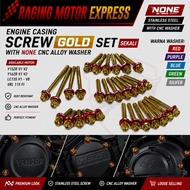 NONE GOLD SKRU ENJIN SCREW ENGINE + WASHER SET SRL115FI Y15ZR Y16ZR LC135 LCV8 SAYALA STYLE