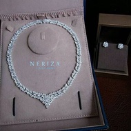 Neriza Jewelry/ชุดเครื่องประดับเพชรสังเคราะห์สร้อยคอ ต่างหู ประกายเทียบเท่าเพชรแท้ NSW012