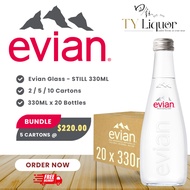 Evian Natural Mineral Water (Glass), 20 Bottles x 330ml (BBD: July 2027)