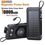 10000mAh Magnetic Solar Power Bank External Battery 15W Fast Magsafe Wireless Charger for iPhone 16 
