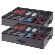 85 * 65 * 15CM 12 Compartments Bed Sole Storage Box Shoes Anti-dust Storage Box Transparent Folding 