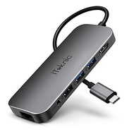 USB C Hub, iTeknic USB C Adapter 9-in-1 Dongle with 4K HDMI, RJ45 Ethernet, 3 USB-A Data Transfer, S