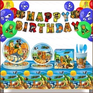 NS5 Italian Brainrot Tung Tung Tung Sahur party tablecloth banner fork plates balloons background SN