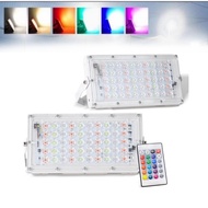 Lampu Sorot RGB Warna Warni Remote 50 Watt 50W remote slim tembak LED