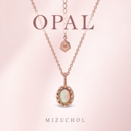 Mizuchol สร้อยเงินแท้ชุบ Rose Gold ประดับพลอยโอปอล Pink Tiara Necklace - Opal
