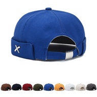 Unisex Spring Embroidered Landlord Cap Docker Cap Personalized Brimless Hat, Round Hat, Sailor Cap