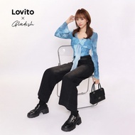 Lovito x Gladish Glamorous Blouse Tie Dye Contrast Mesh Front Frill Blouse for Women L106AD939