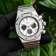 Modified Chronograph Watch – Panda Dial / Ice Blue / Royal Oak Style Quartz Watch for Men