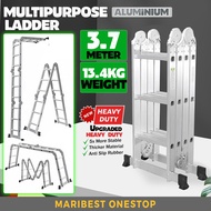 12 STEP (3.7M) Heavy Duty Aluminium Multipurpose Ladder Tangga Lipat Aluminium Folding Foldable Ladder Work Ladder 樓梯 折疊