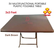 Dark Brown 3V 3x3 Feet Multifunctional Portable Plastic Foldable Table Meja Lipat Plastik Serbaguna