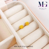 Merlin Goldsmith 22K 916 Gold Mini Rose Stud Earrings