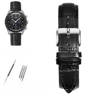 Omega Swatch Collaborative Series Moon ของแท้ หนัง สายนาฬิกา หัวเข็มขัดผีเสื้อ คุณภาพสูง ความหนากลาง