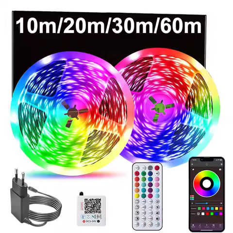 RGB Led Strip Lights Music Sync APP Control Led Room Lights 10m 20m 30m 40m 60m Led Tape Flexible Ri