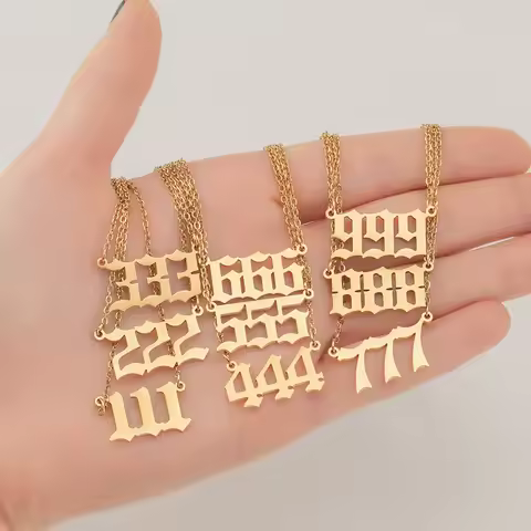 111 222 333 444 555 666 777 888 999 Angel Number Necklace For Women Girls Pendants Choker Chain Nume