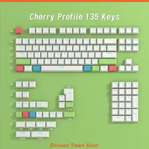HX6A Double Shot PBT Backlit Keycap 135Keys DyeSub CherryProfile Keycaps for Game Mechanical Keyboar