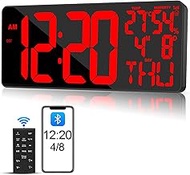 [2024 New] 18" Digital Wall Clock Large Display/Bluetooth Sync Time, Large Wall Clock with Remote Co