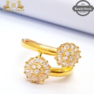 🔥HOT ITEM🔥 Cincin Emas Fesyen Bunga Matahari Double | Gold Ring 916 💯 Original
