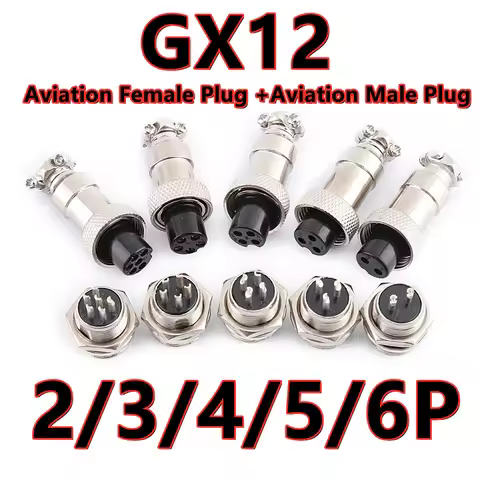 1set Aviation plug GX12-2/3/4/5/6 pole 12mm male connector GX12 2PIN 4PIN 6PIN 5PIN female socket co