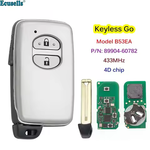 2 Button Keyless Go Smart Key ASK 433MHz 4D-67 Chip for Toyota Land Cruiser 2007-2016 B53EA P1 98 P/