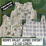 (3 Pis) Rompi Rajut Wanita Korea Import Jumbo Ld Up 110-120Cm Vest Knit Anyaman Bunga Crop Rompi Car