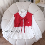 MERAH ERLIN RED AND WHITE BLOUSE