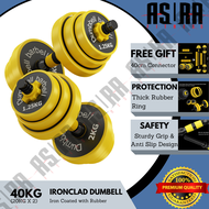 40kg Ironclad Adjustable Dumbbell Barbell Weight Set (Pair - 20kg x2)