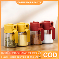 Lọ đựng gia vị hũ đựng gia vị khô tách riêng thìa hộp đựng gia vị thủy tinh nắp có lỗ rắc gia vị và