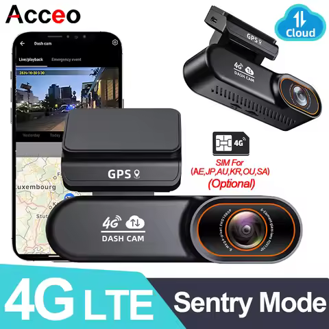 ACCEO 4G LTE Dashcam Remote Connection GPS Night Vision Car Camera Collision Warning Live-View Car V