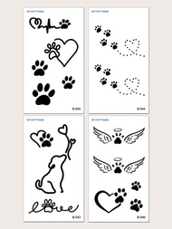 件/套黑色腳印、心形、翅膀和動物圖案臨時紋身貼紙，適用於手指、耳朵、身體等黑色星期五