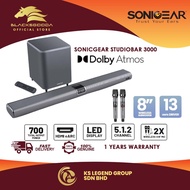 SonicGear StudioBar 3000/6000/9000 Dolby Atmos 5.1.2 ch Soundbar with Wireless Subwoofer | Dual Mic
