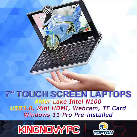 All Metal 7'' Touch Screen Ultra-Light Mini Laptop Intel N100 Windows 11Pro, WiFi, USB3.0, Mini HDMI