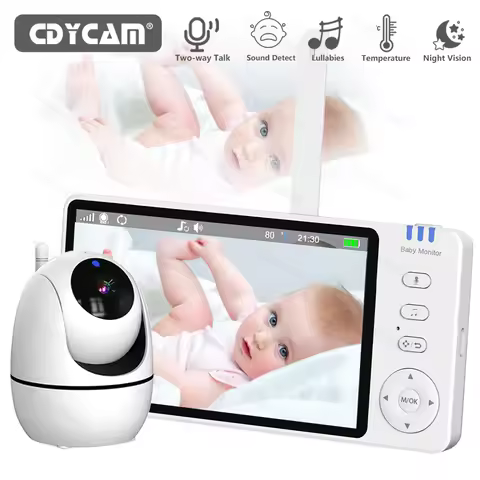 Video Baby Monitor with Cam and Audio,5" Display Baby Monitor No WiFi,Remote Pan-Tilt-Zoom Baby Came