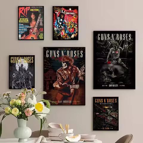 Guns N Roses Rock Band Self-adhesive Art Poster Fancy Wall Sticker for Living Room Bar Decoration Vi