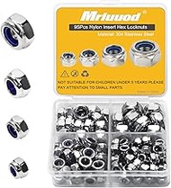 Mriuuod Locknuts Assortment Kit 95PCS Metric M4x0.7mm M5x0.8mm M6x1.0mm M8x1.25mm 304 Stainless Stee