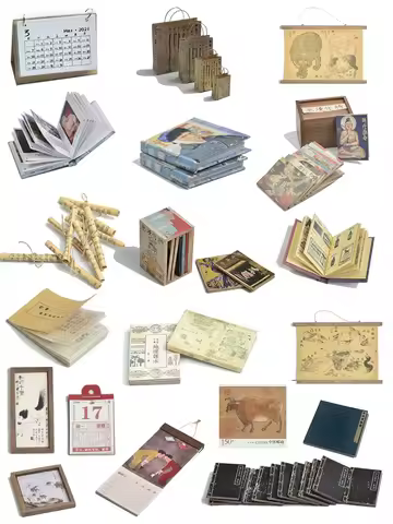 Miniature Dollhouse Hanging Picture Newspaper Sheet Music Paper Bag Postcard World Map Paint Album C