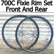 Bicycle 700C Fixie Racing Road Bike wheelset Front Rear Rim Set Gelung Alloy Rim Lidi Hub Basikal Fixie 700x25c/28c