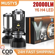 2PCS Y8 H4 LED Headlight Mini Projector Lens High Low Beam Super Bright 6000K for Car & Motorcycle
