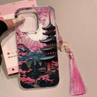 เคสจี้ลายภาพวาดสีน้ำมันลายดอกไม้สไตล์จีนโปร่งแสง, ดีไซน์แฟชั่นหรูหรา เข้ากันได้กับ Iphone16/IPhone16