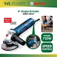Bosch GWS7-100ET 4" Angle Grinder 720W - Speed Control / Bosch Grinder / Mesin Potong Besi