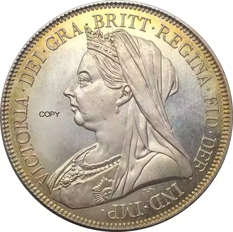 1893 United Kingdom 5 Pounds Victoria 3rd Souvenir Gift Old Metal Plated Silver Brass copper Gold Co