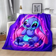 การ์ตูนน่ารัก Lilo & Stitch พิมพ์ผ้าห่มปิกนิกผ้าห่มผ้าห่มผ้าสักหลาดอบอุ่นเตียงผ้าห่มซับในของขวัญวันเ